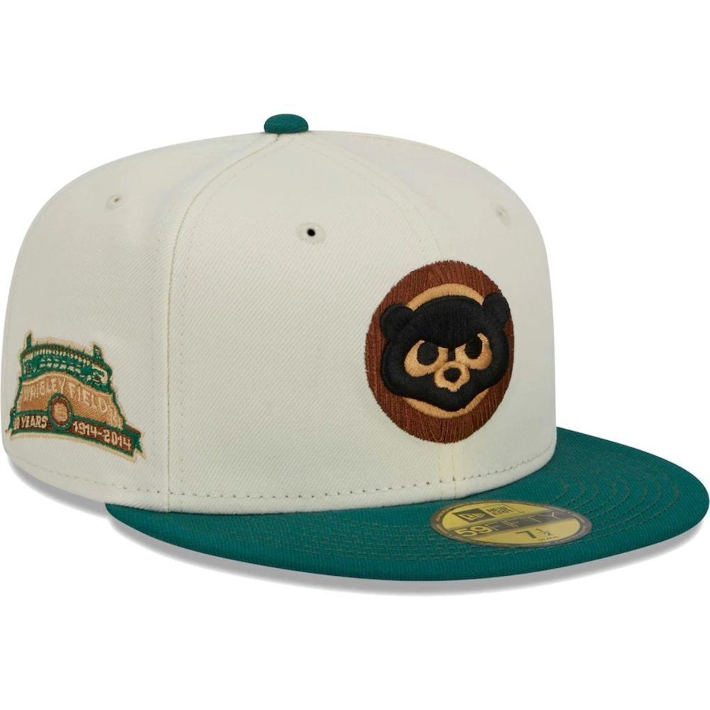 New Era 59Fifty Chicago Cubs White Cooperstown Collection Camp Fitted Hat Nwt‎